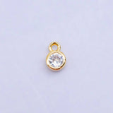 16K Gold Filled Mini Green, Clear, ETC CZ Round Charm | W141-W144