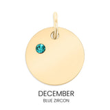 18K Gold PVD Blank Engravable Circle Birthstone Charm