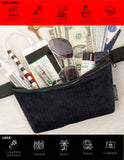 Slim Fanny Pack Festival Crossbody Belt Bag Corduroy Black