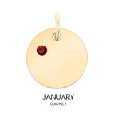 18K Gold PVD Blank Engravable Circle Birthstone Charm