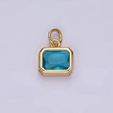 14K Gold Filled 10mm Personalized Birthstone Baguette Cubic Zirconia CZ Bezel Charm in Silver & Gold | N1600 - N1623