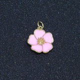 Dainty Hibiscus Charm Tropical Flower Gold Filled Enamel Charm Hawaiian Inspired Jewelry Pendant for Necklace Bracelet Earring Component M-505 M-506 M-507