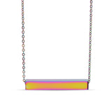 Square 4 Sided Horizontal Bar Polished Stainless Steel Necklace