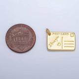 24K Gold Filled 19mm "I Love You" Script Post Card Charm in Gold & Silver | X586