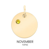 18K Gold PVD Blank Engravable Circle Birthstone Charm