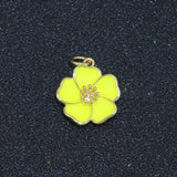 Dainty Hibiscus Charm Tropical Flower Gold Filled Enamel Charm Hawaiian Inspired Jewelry Pendant for Necklace Bracelet Earring Component M-505 M-506 M-507