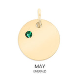 18K Gold PVD Blank Engravable Circle Birthstone Charm