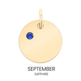 18K Gold PVD Blank Engravable Circle Birthstone Charm