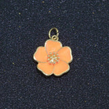 Dainty Hibiscus Charm Tropical Flower Gold Filled Enamel Charm Hawaiian Inspired Jewelry Pendant for Necklace Bracelet Earring Component M-505 M-506 M-507
