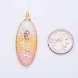 18K Gold Filled 55mm Sunset Sand Beach Gradient Resin Oval Charm | AH873