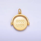 24K Gold Filled Double Sided "Good Luck" "Try Again" Coin Charm in Gold & Silver | W401