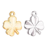 18K Gold Filled 4 Leaves Clover Dainty Shamrock Nature Inspired, Necklace Pendant Lucky Charm Bead Bails Findings for Jewelry Making C-097