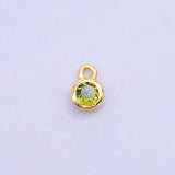 16K Gold Filled Mini Green, Clear, ETC CZ Round Charm | W141-W144
