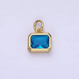 14K Gold Filled 10mm Personalized Birthstone Baguette Cubic Zirconia CZ Bezel Charm in Silver & Gold | N1600 - N1623