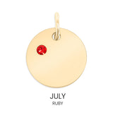 18K Gold PVD Blank Engravable Circle Birthstone Charm