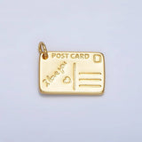 24K Gold Filled 19mm "I Love You" Script Post Card Charm in Gold & Silver | X586