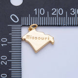 18K Gold Filled United States of America State Map Charm in Gold & Silver | AK064 - AK113