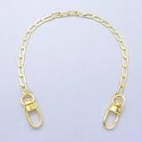 24K Gold Filled 11.5 Inch Paperclip Curb Chain Bag Purse Charm Keychain Findings | WA-2940