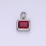 14K Gold Filled 10mm Personalized Birthstone Baguette Cubic Zirconia CZ Bezel Charm in Silver & Gold | N1600 - N1623