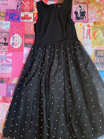 Black Tulle Pearl Embellished Dress