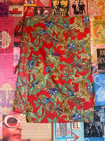 Red Cheetah Floral Skirt