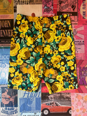 Yellow Floral Biker Shorts